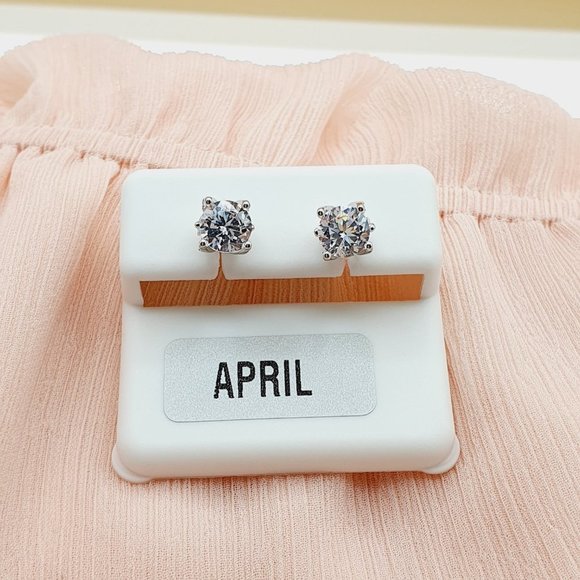 Birthstone S925 Sterling Silver CZ Stud Earrings for Women/Girl, US1925… - Picture 3 of 10